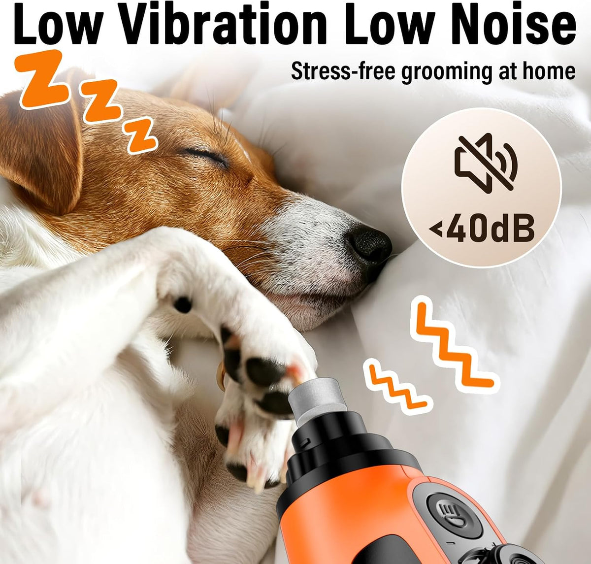Casfuy Smart 6-Speed Dog Nail Grinder with LED Lights Safe for All Dogs Cat