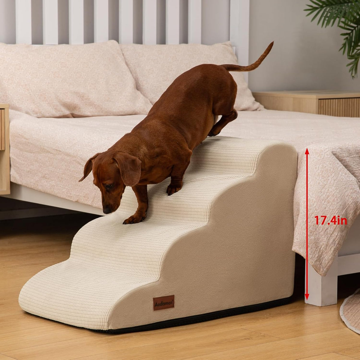 Aodisman Dog Steps for Bed or Couch,4-Step Pet Stairs Ramp for Small Dogs