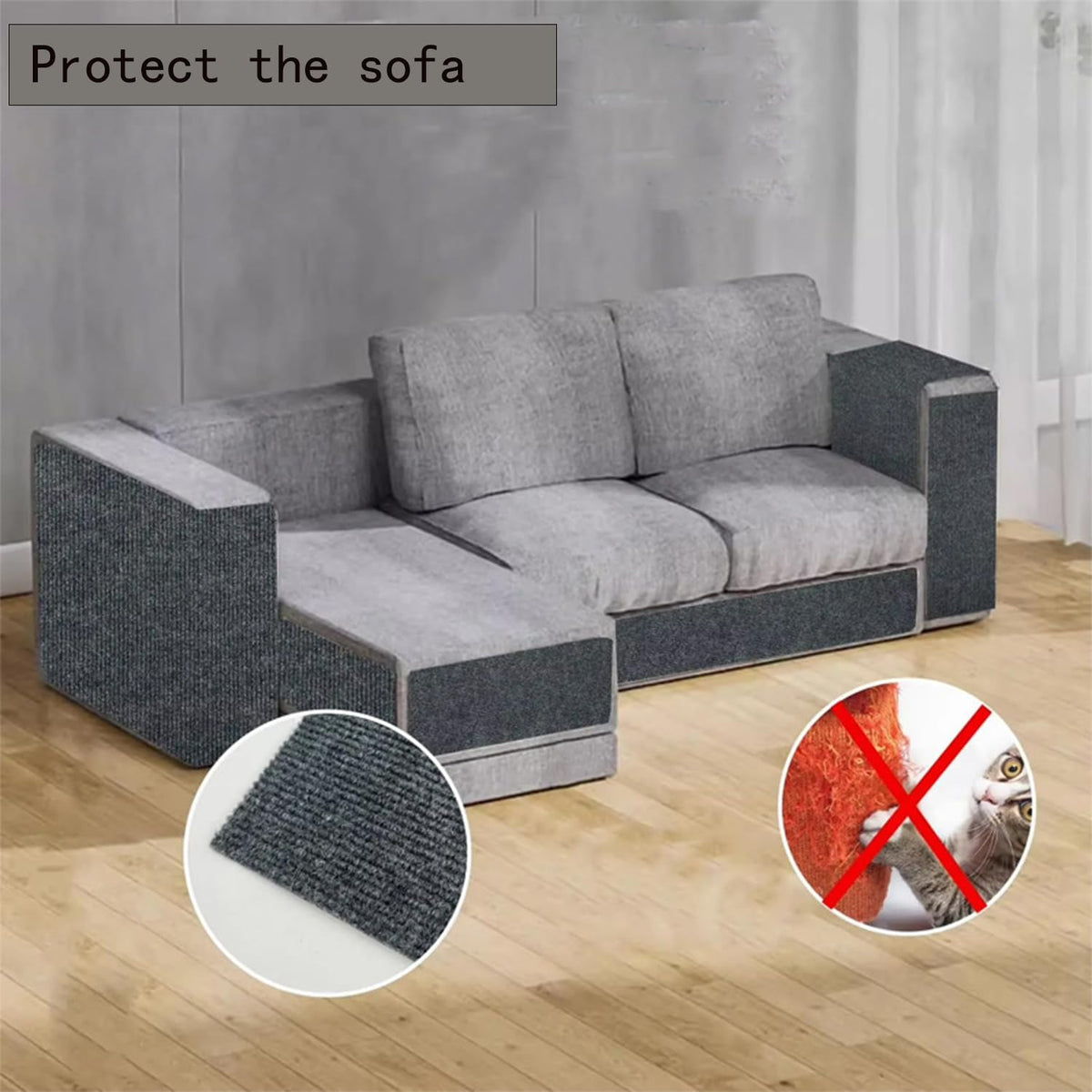 78.7"x15.8" Couch Cat Scratch Protector, Cat Scratcher Furniture Pad