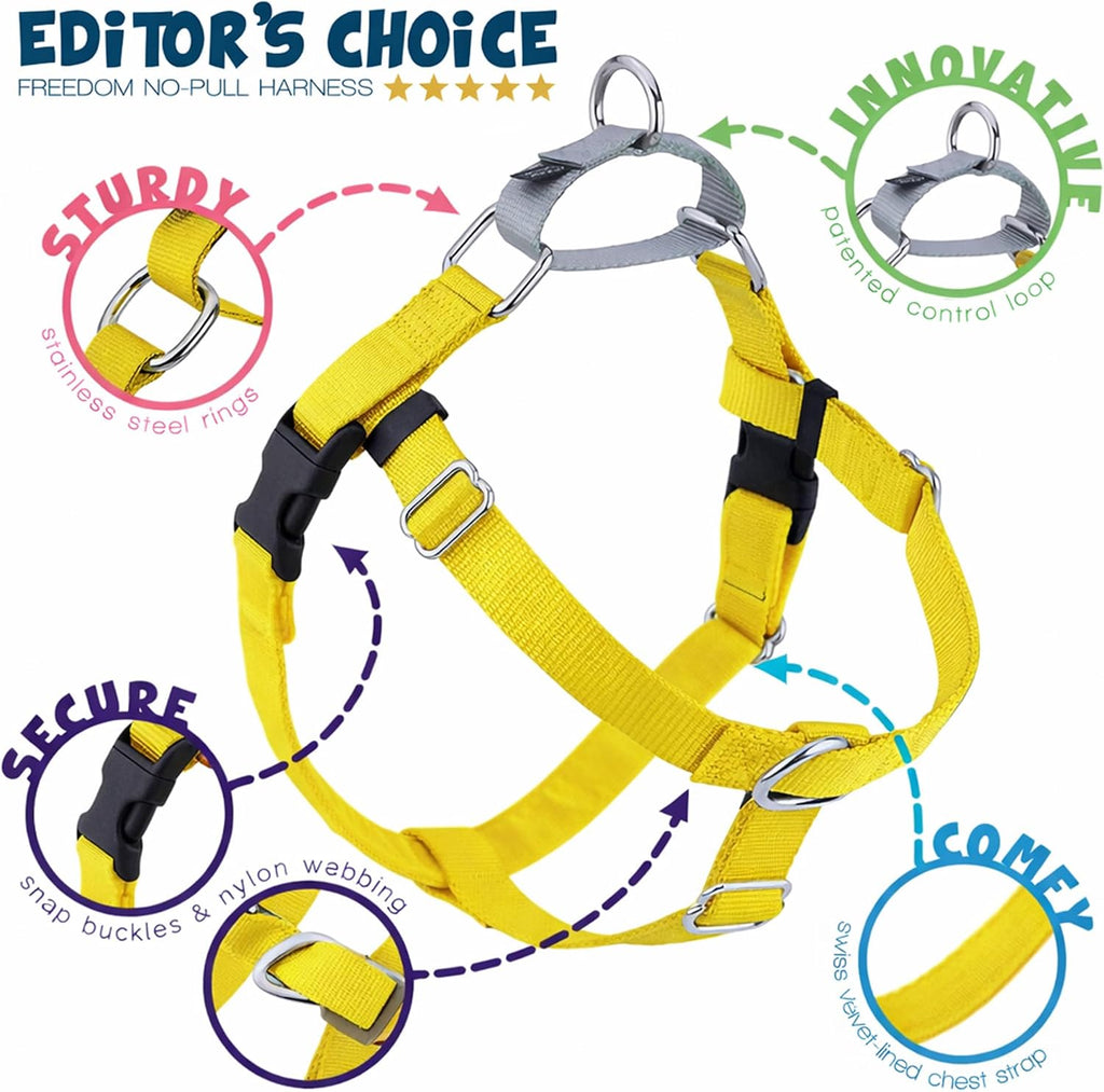 2 Hounds Design Freedom No Pull Dog Harness and Leash, 1" MD, Yellow