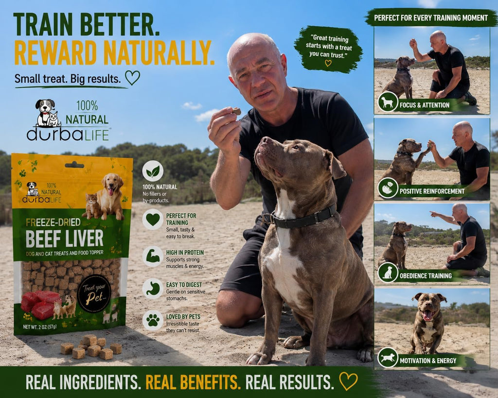 Freeze Dried Single Source Beef Liver Cubes Dog & Cat Treats Food Topper - Raw Bits Training Treasure, Possess Strong Aroma & Flavor Encourage Picky Eaters, High-Protein Recipe (2.0 oz, Beef Liver)