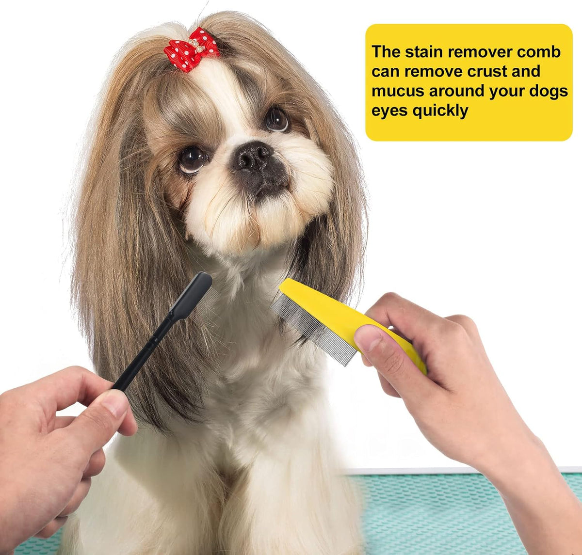 Boao 5 Pcs Dog Eye Comb Tear Stain Remover Grooming, Yellow, Black
