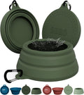 OHMO Spill Proof Collapsible Dog Bowl, 24oz Portable Dog Water Bowl | Low Center Gravity Stability, Tapered Splash Control, Foldable Cat Bowl, Dishwasher Safe, Dog Travel Essential, Camo Green