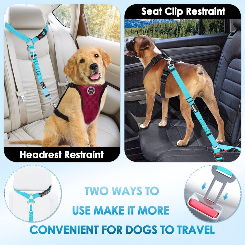 Lukovee Dog Car Seat Belt, 2 Pack, Headrest Restraint, Headrest + Clip