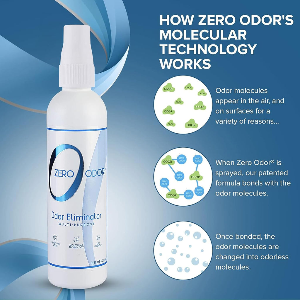 Zero Odor Multi-Purpose Odor Eliminator, Car & Room Air Freshener, 8 oz