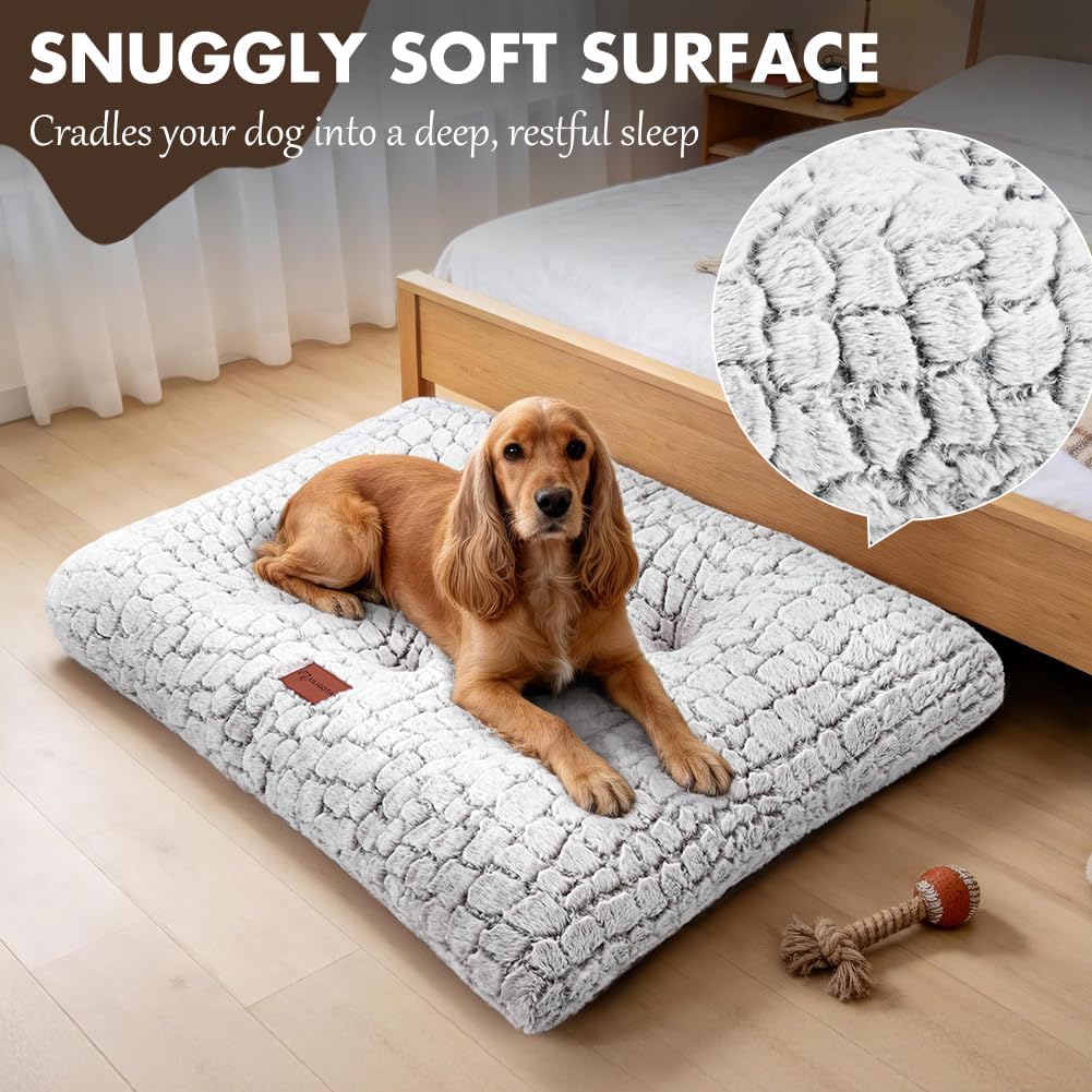 Dog Bed Crate Pad for Medium Dogs 36"x24" White
