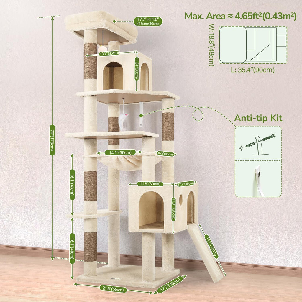 Globlazer F70 Pro Heavy Duty Cat Tree Tower for Indoor Cats Large Adult