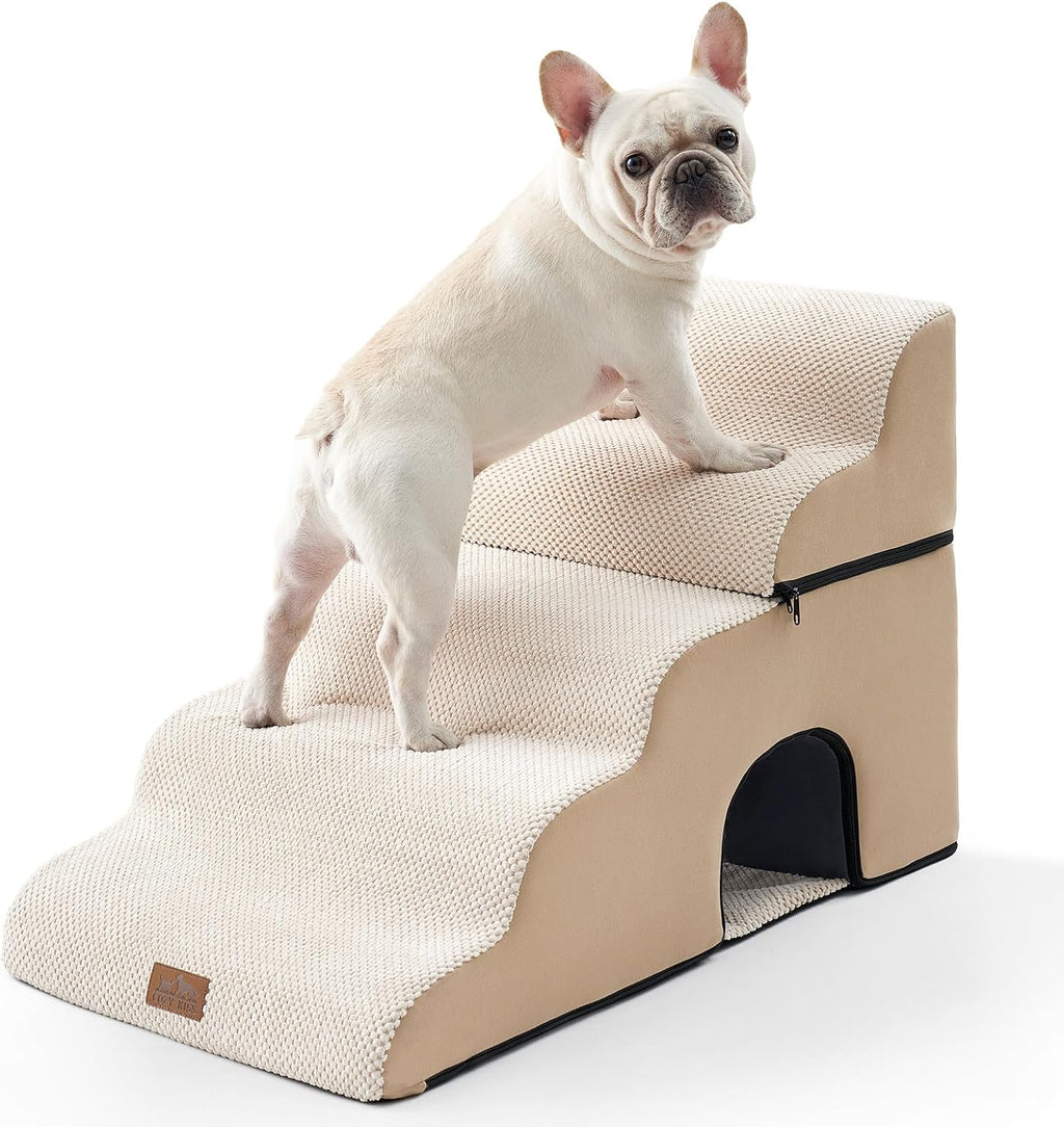COZY KISS Dog Stairs,with condo,22.4" H 5 Steps for Bed,Beige