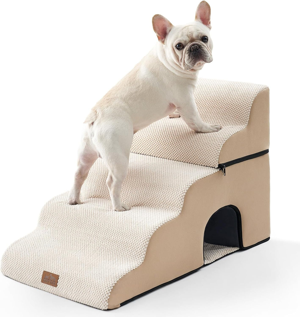 COZY KISS Dog Stairs,with condo,22.4" H 5 Steps for Bed,Beige