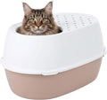 IRIS USA XX-Large Top Entry Cat Litter Box, Dog Proof, Beige/White | Extra Large, Heavy Duty Plastic, Big Cats, Secure 4-Buckle Lock, Tracking Control Lid, Quick Cleanup