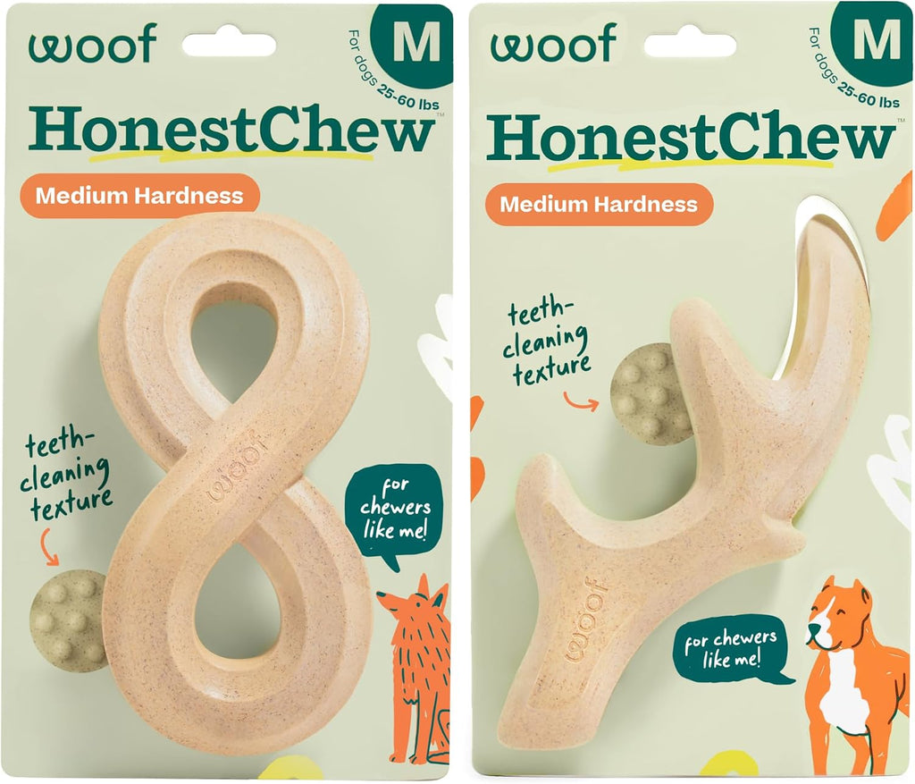 WOOF HonestChew Duo Dog Chew Toy Set for Dogs 25-60 lbs