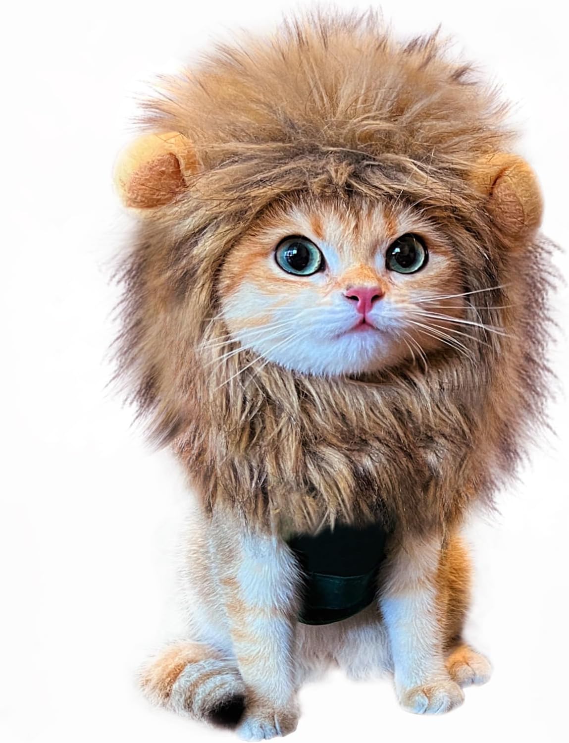 Lion Mane Wig for Cat Costume Pet Adjustable Washable Comfortable Fancy Lion Hair Cat Clothes Dress for Halloween Christmas Easter Festival Party Activity (Brown)