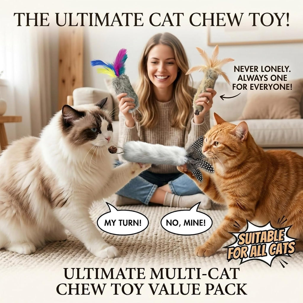 3PCS Cat Rabbit Feather Fur Silvervine Crinkle Kicker for Cats