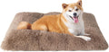 EHEYCIGA Fluffy Dog Crate Bed for Large Dogs, Plush Faux Fur Pad, Camel
