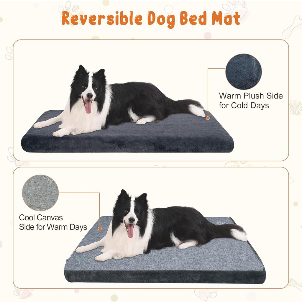 EMPSIGN Dog Bed Mat Crate Pad Mattress, Ultra Soft Pet Kennel, Grey, Large