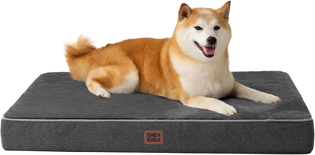 EHEYCIGA Large Waterproof Dog Bed Washable for Crate, 35x23Inch, Dark Grey