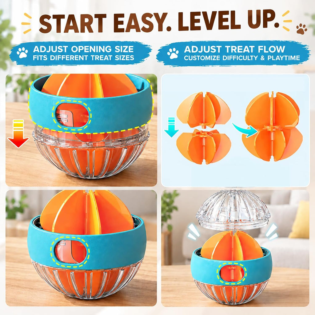 Adjustable Dog Slow Feeder Treat Dispensing Dog Toy, Dog Toys to Keep Them Busy with Base, Puzzle Toys for Dogs to Enrich Their Lives and Relieve Boredom, Dog Slow Feeders(Blue)