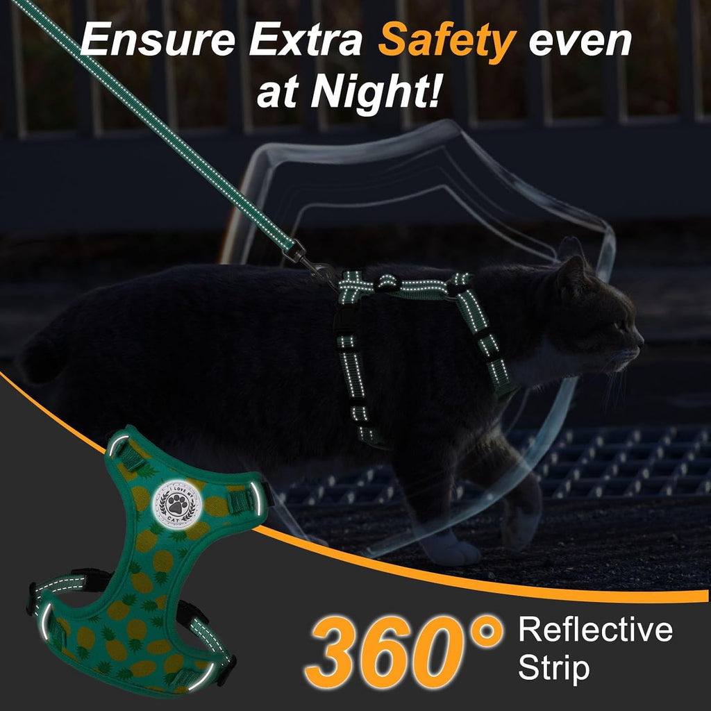 BEAUTYZOO Cat Harness and Leash Set, Escape Proof and Adjustable, Green