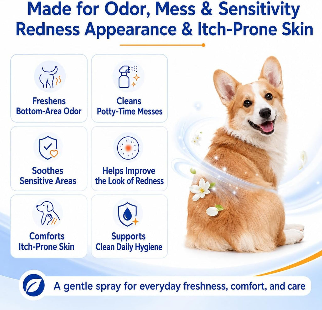 Professional Dog Anal Gland Spray - Advanced Silver Ion Formula for Scooting Relief & Odor Control - Soothes Itchy Glands & Irritation with Aloe - Safe & Effective Pet Butt Care