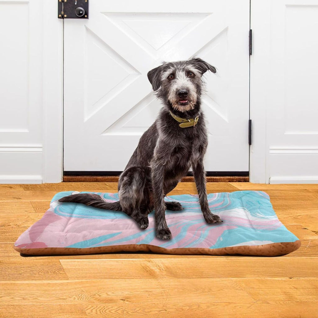 Blueangle Blue-Pink Marble Texture Pet Beds, Soft Dog or Cat Beds Ideal for Dog Crates, Machine Wash & Dryer Friendly (36" x 24")