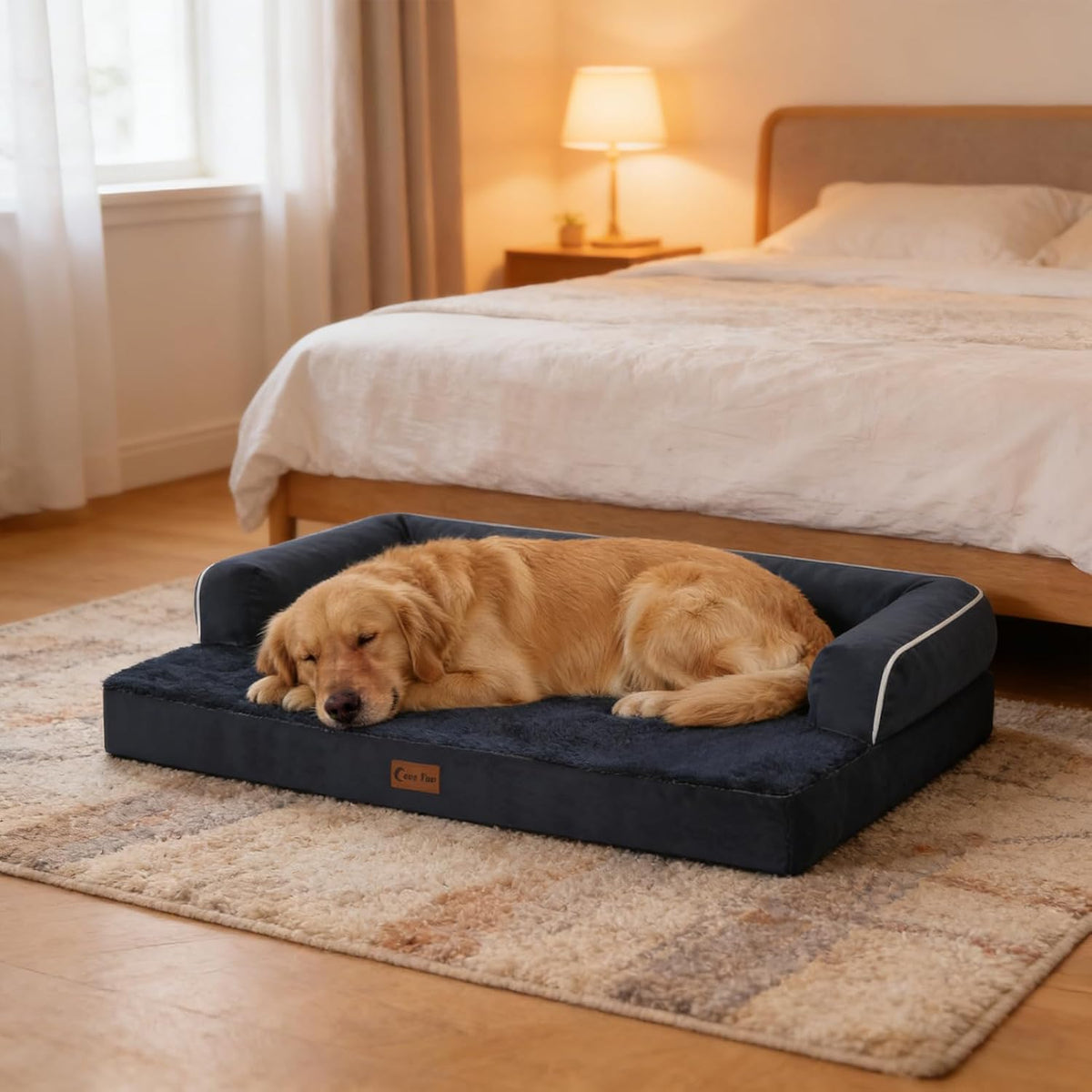 Orthopedic Dog Bed for Extra Large Dogs, 53x42in, Navy Blue
