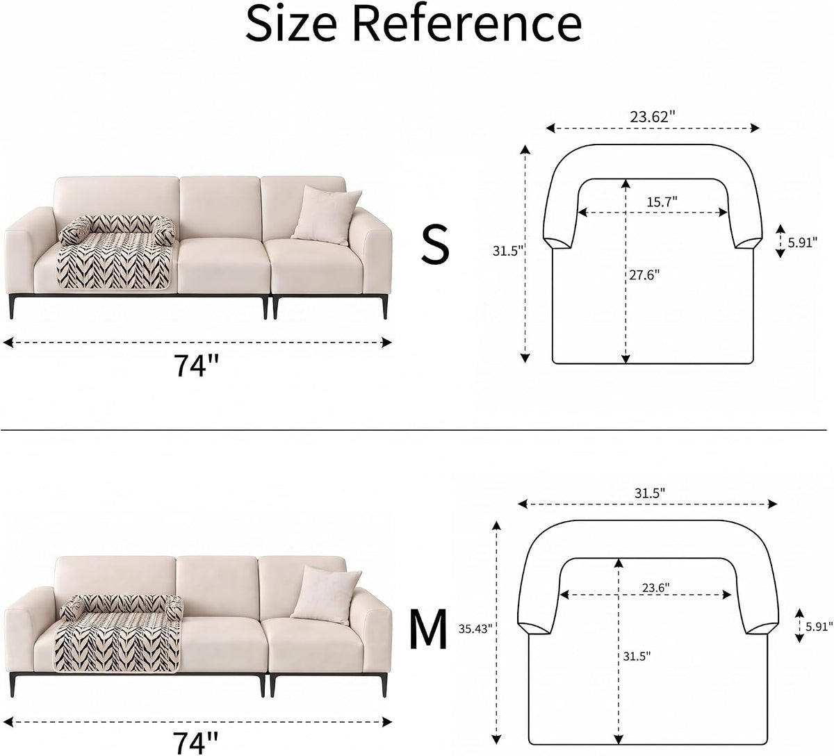 Calming Dog Couch Bed Mats with Neck and Head Support, Fluffy Plush Pet Sofa Cover for Small Medium Dogs and Cats, Non-Slip Bottom, Machine Washable