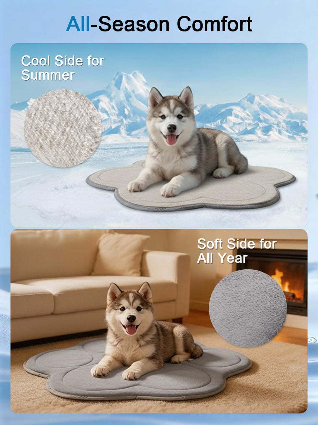 Dog Cooling Mat, Q-Max>0.46 Instant Cool Pad for Dogs, Reversible 4-Layer Thick Pet Cooling Pad, Machine Washable,for Crate, Car, Indoor & Outdoor Summer（Large-36 L x 32" W)