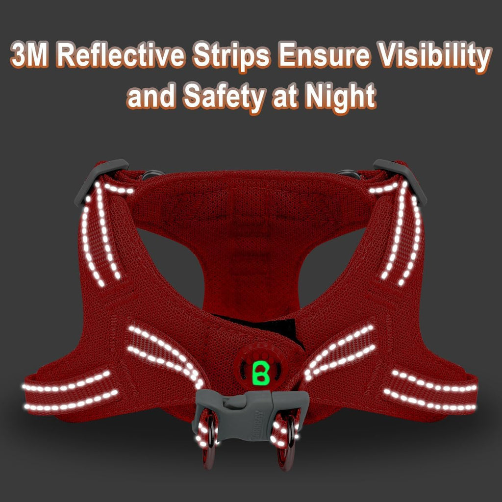 Dog Harness Step in Dog Vest Harness, Reflective Adjustable Puppy No Pull Harness Breathable Soft for Small and Medium Dogs Cats, Red, XS