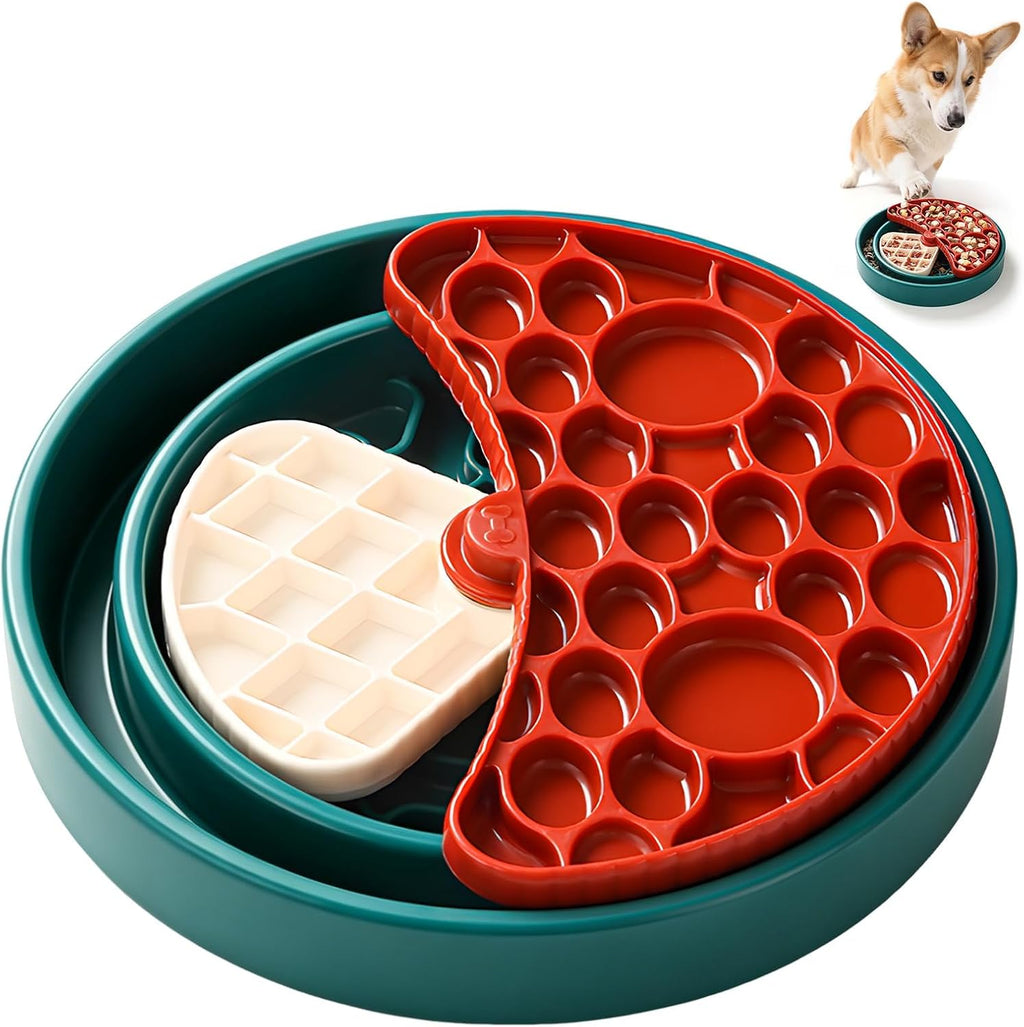 3-Level Slow Feeder Dog Bowl, Interactive Puzzel Feeder & Lick Mat