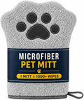 Microfiber Grooming Mitt for Cats & Dogs, 100+ Times Washable – 10X Cheaper Than Pet Wipes - Ultra-Soft Double-Sided Microfiber Pet Cleaning Mitt for Bathing & Drying, Machine Washable, Grey