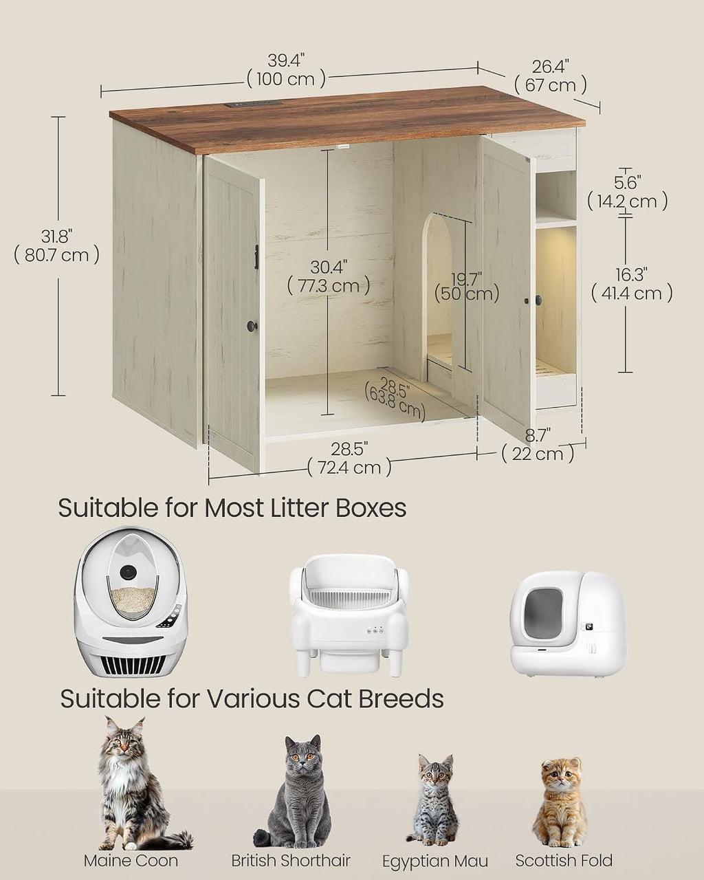 SONGMICS HOME Cat Litter Box Enclosure, Hidden Furniture