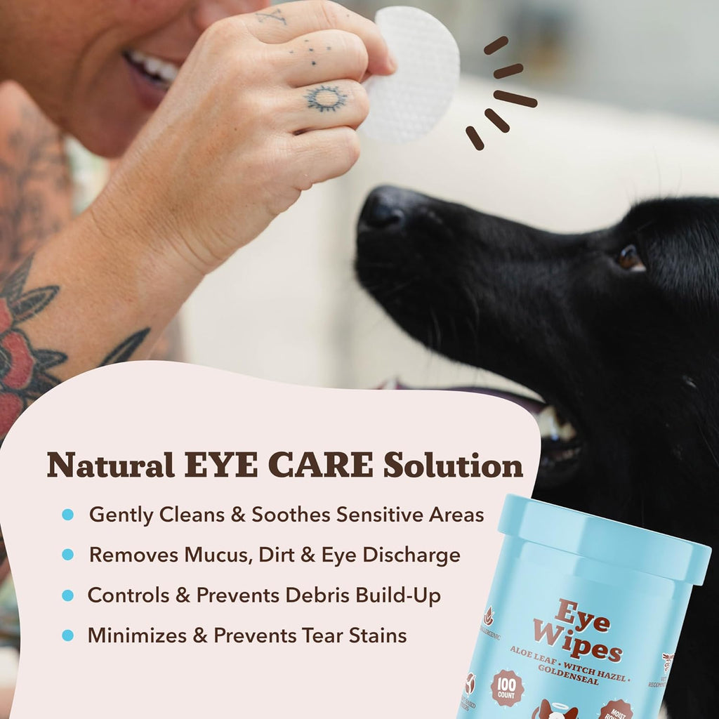 Natural Dog Company Dog Eye Wipes for Tear Stains - 100 Count