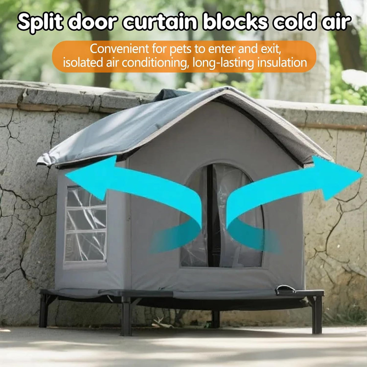 Outdoor Cat House, 2026 New Weatherproof Cat House with Plastic Board Accommodate 44lb, Warm Waterproof Feral Cat Dog Shelter, Large