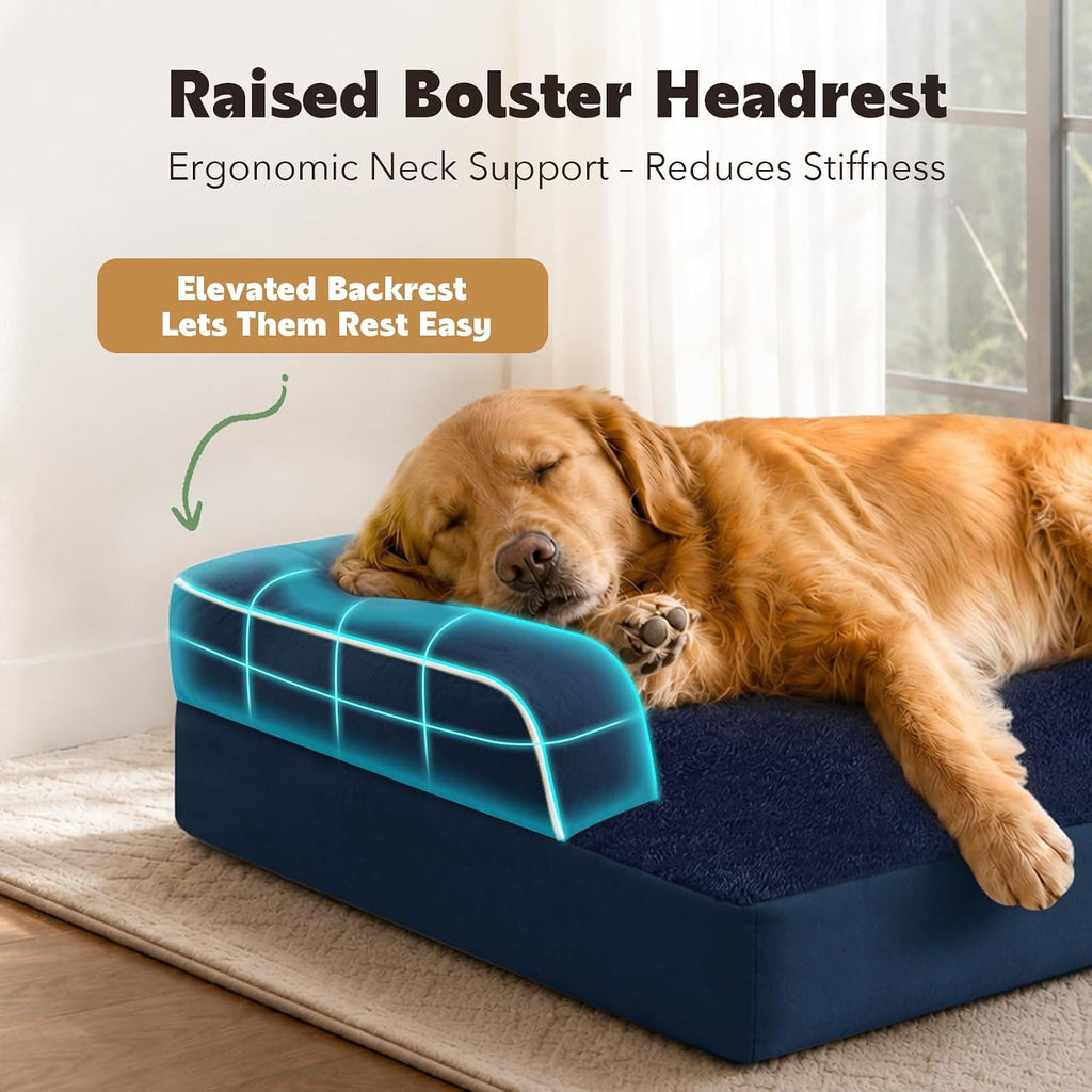 MEKIY Orthopedic Waterproof Dog Bed Pet Couch with Bolster for Medium Dogs