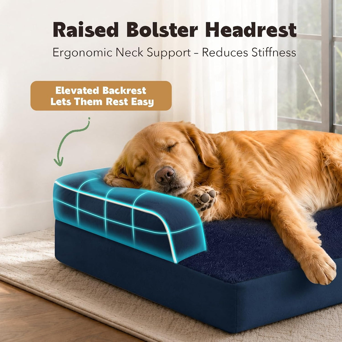 MEKIY Orthopedic Waterproof Dog Bed Pet Couch with Bolster for Medium Dogs