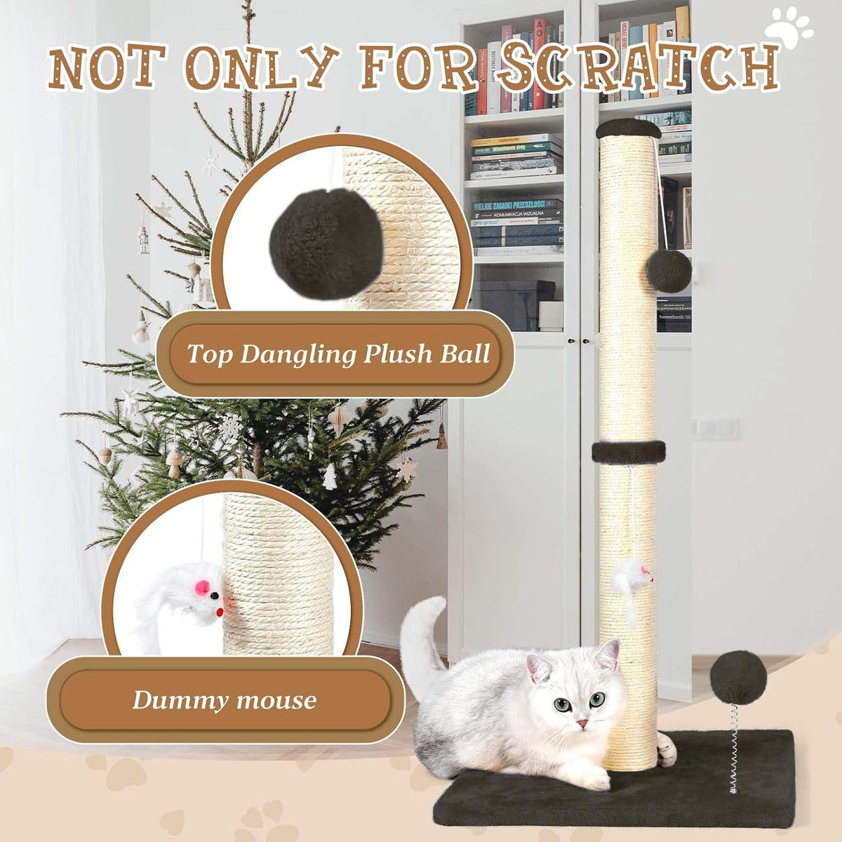 ANWA 32" Tall Sisal Cat Scratching Posts Tree for Indoor Cats Adults, Brown