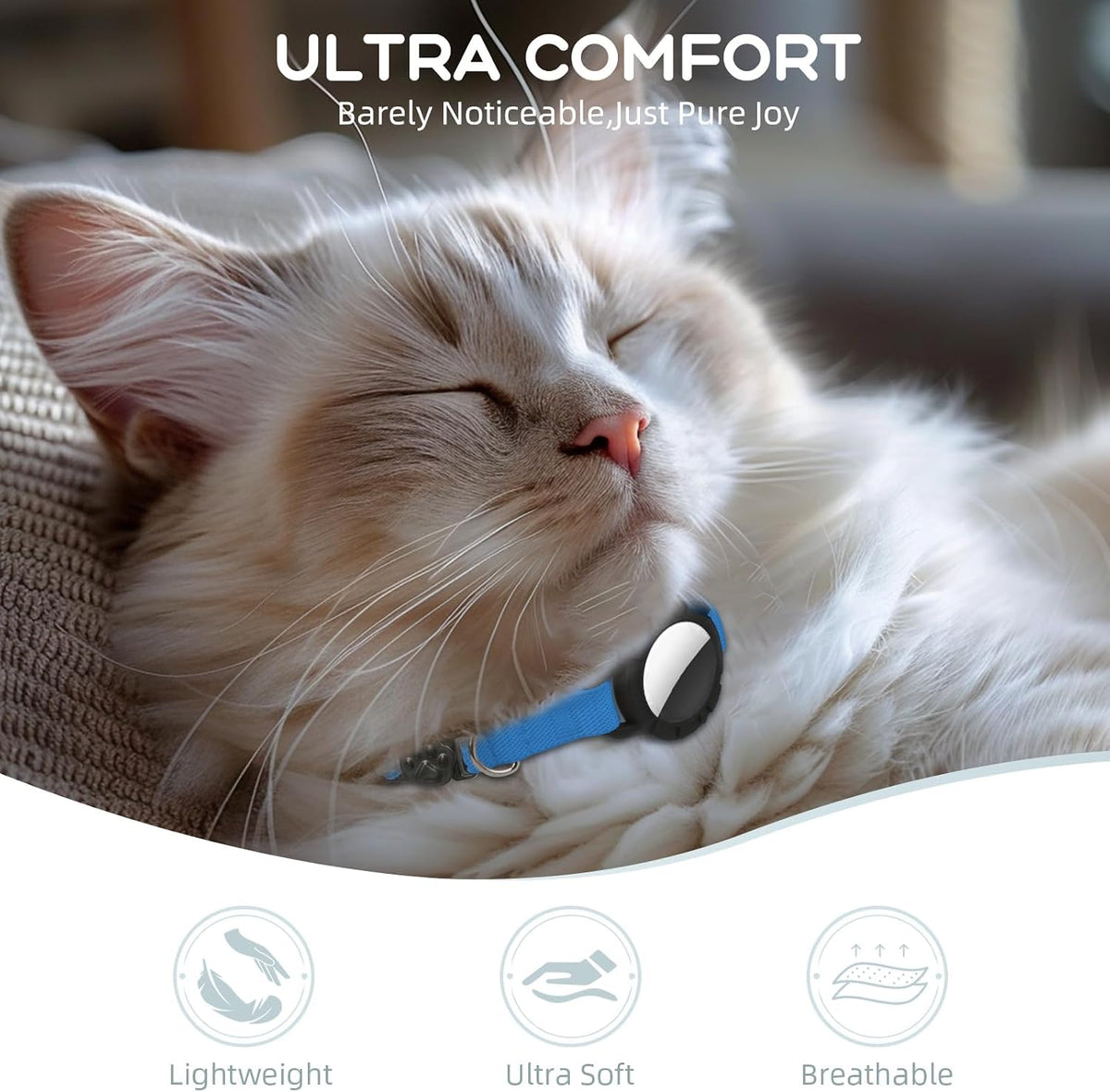 AirTag Cat Collars, Stretchy Collar with AirTag Holder and Bell