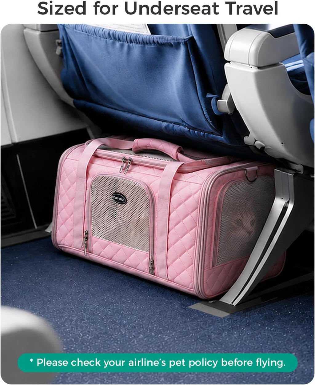 Cat Carrier Airline Approved, Soft Pet Carrier, 17x11x9.5 in, Pink