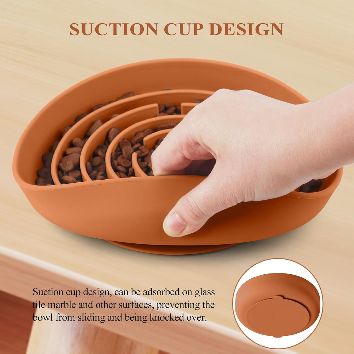 Coomazy Slow Feeder Dog Bowls, Silicone Dog Bowl with Suction Cups