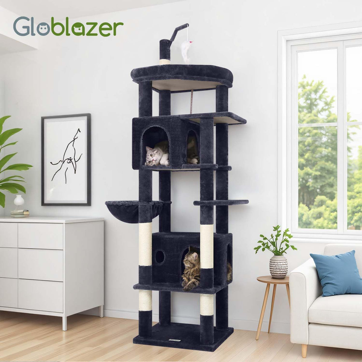 Globlazer Cat Tree for Large Adult Cats, Heavy Duty Indoor Cat Tower, F74B