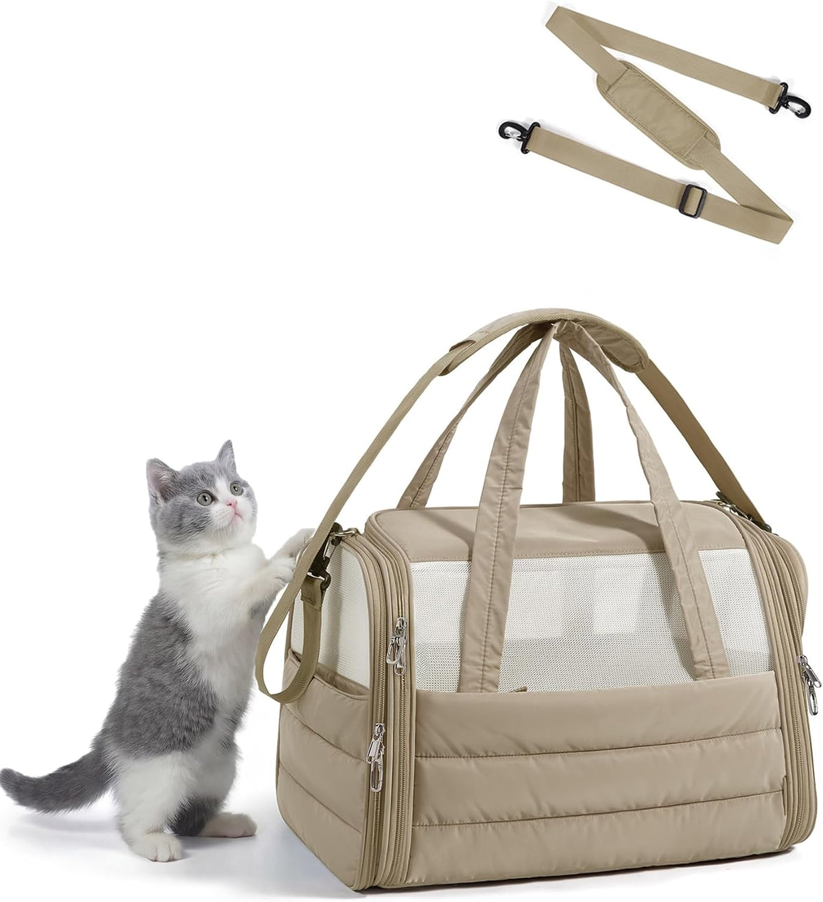 BAGSMART Cat Carrier Soft-Sided Puffy Quilted Collapsible Pet Travel Bag