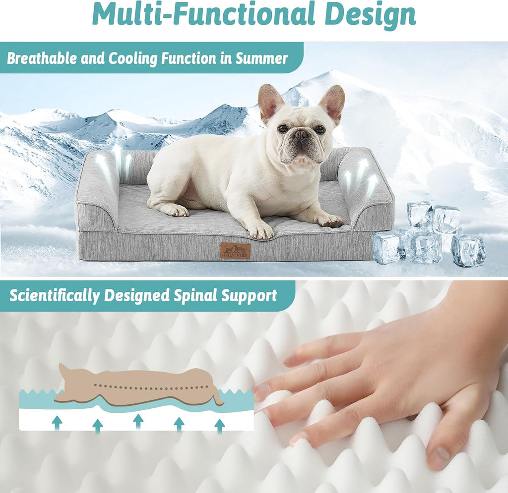 COZY KISS Cooling Dog Bed for Medium Dogs, 36" Orthopedic Pet Sofa