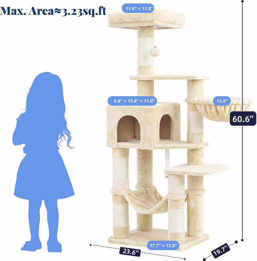 Hey-brother Cat Tree, Multi-Level Sisal Covered Scratching Posts, MPJ050M