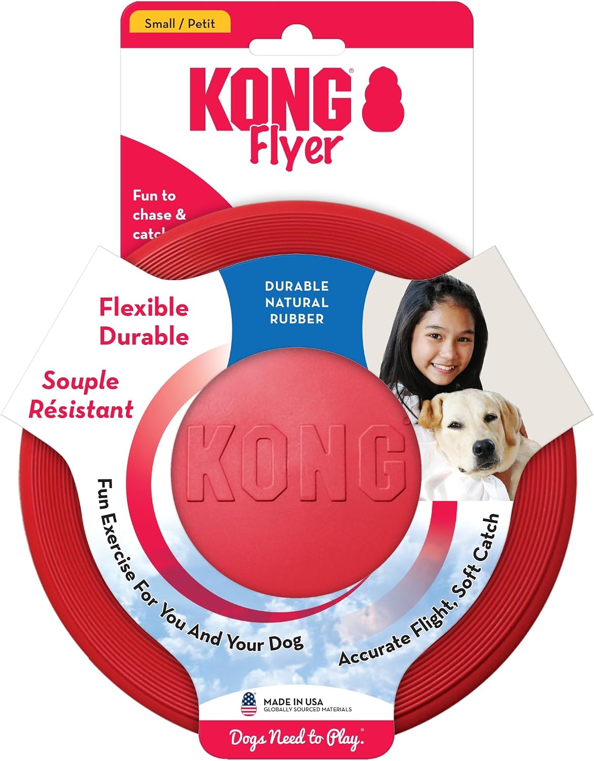 KONG Flyer, Natural Rubber Flying Disc, for Small Dogs (Pack of 2) | Durable KONG Natural Rubber Flying Disc for Fetch, a Safer Disc for Healthy Outdoor Activity & Active Play