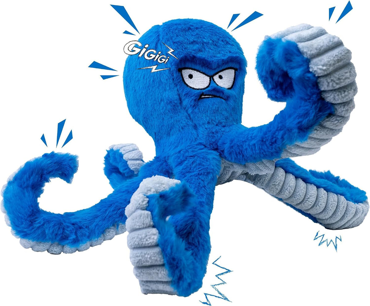 LEGEND SANDY Tough Dog Toys, Stuffed Chew Large Dog Toys to Keep Them Busy, Interactive Squeaky Tug of War Doggie Toy, Crinkle Blue Octopus | Interactive Tug of War Puppy Toys, Crinkle Stuffed Octopus for Small Medium and Large Breeds, Birthday Gift fo...