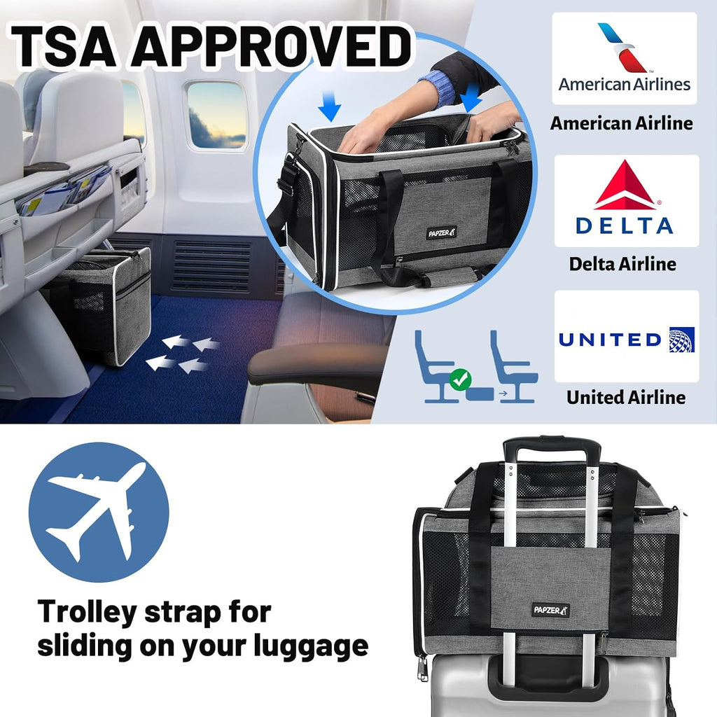 Cat Carrier Top-Expandable 18x11x11, United Delta American Airline Approved