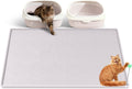 Silicone Cat Litter Box Mat 38'' x 25'' Cat Mat with Toy, White