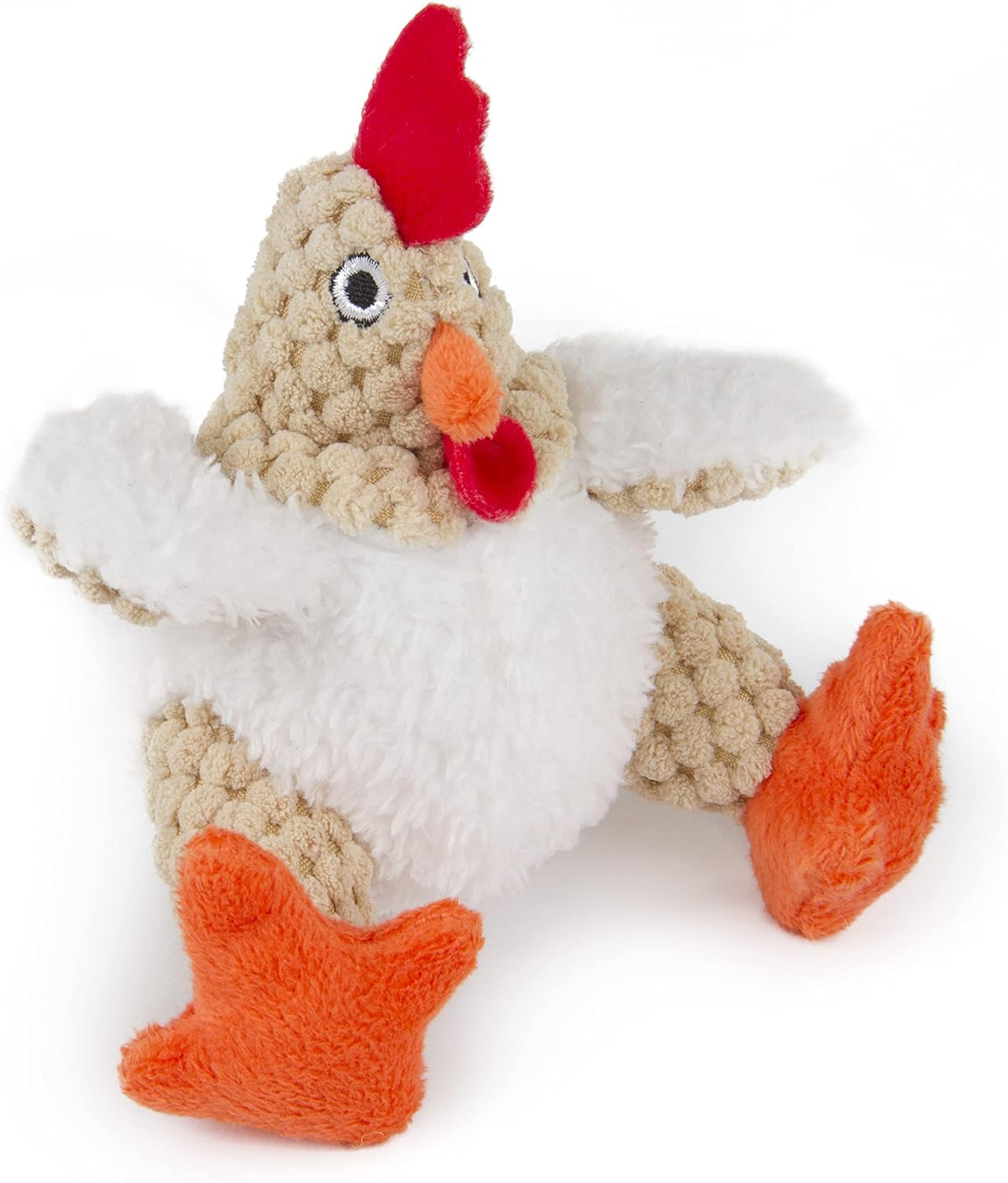 goDog Checkers Just For Me Fat Rooster Squeaky Plush Dog Toy, Chew Guard Technology - White, Mini