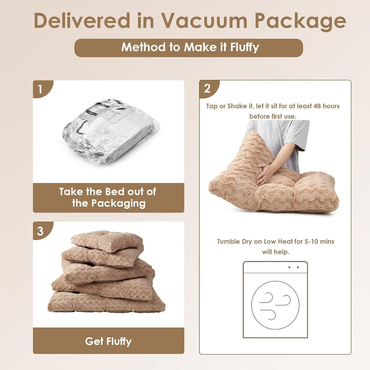 EHEYCIGA Washable Dog Beds Medium Sized Dog, 29x21 Inch Pet Bed, Camel
