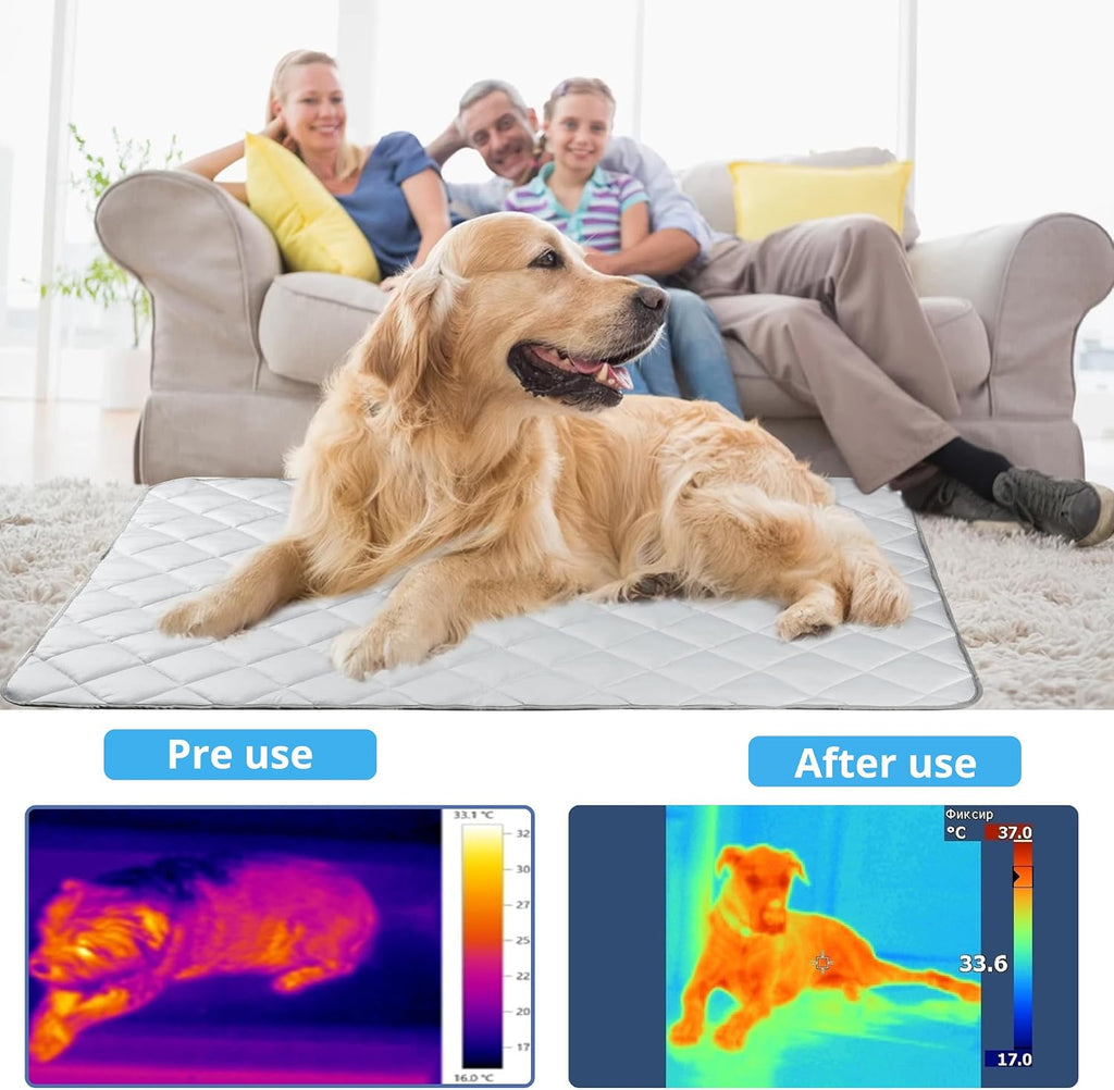 Pet Dog Cooling Mat, Outdoor Dog Cooling Pad, Washable Dogs Cats Pet Non-Toxic Cooling Pads Summer Sleeping Kennel Mats，Pet Self Cool Ice Blanket for Indoor Dog Beach Essentials Light Gray Medium